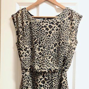 Socialite Leopard Print Handkerchief Hem Dress